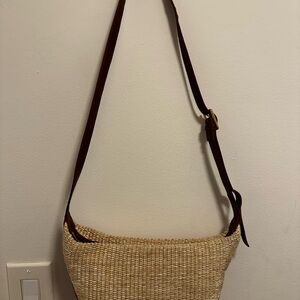 Madewell raffia and brown sling bag